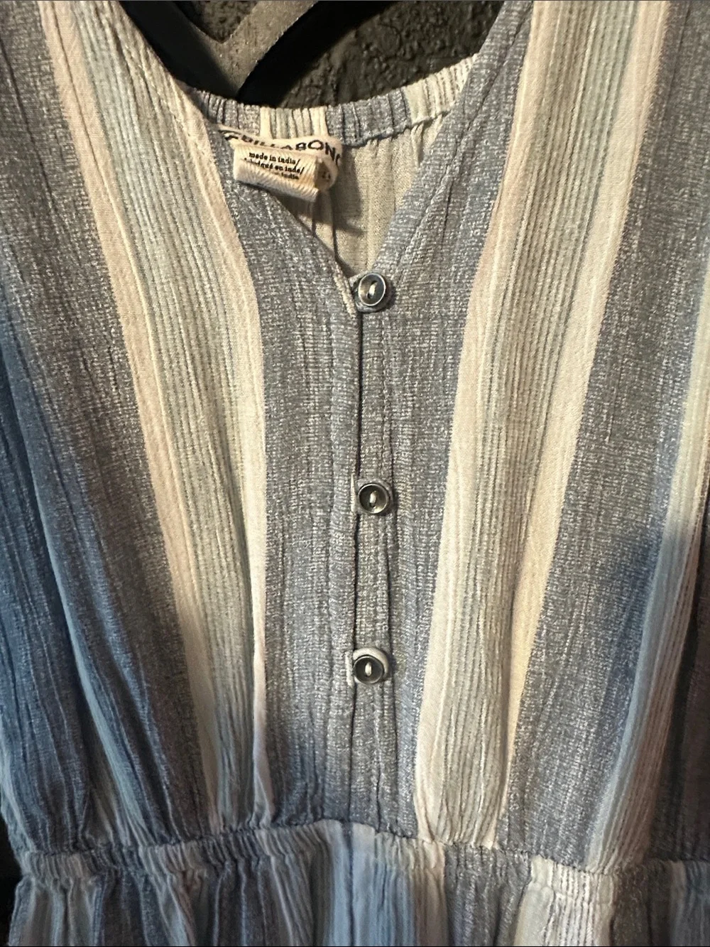 Billabong Light Blue & White Striped Sleeveless Jumpsuit
